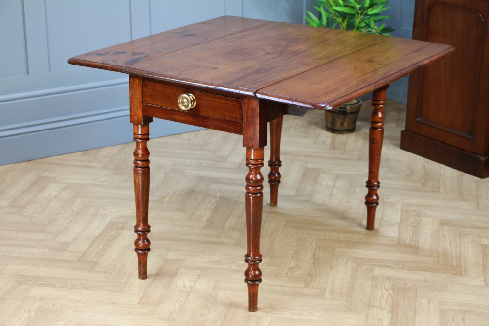 Original Antique Victorian Solid Mahogany Drop Leaf Pembroke Dining Table C1860 View IV