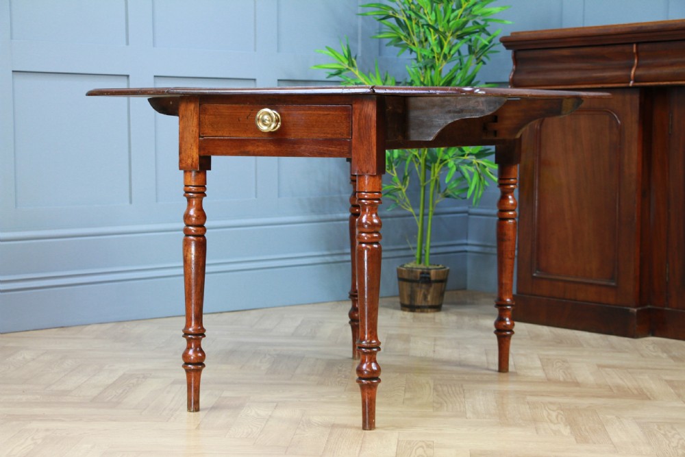 Original Antique Victorian Solid Mahogany Drop Leaf Pembroke Dining Table C1860 View V