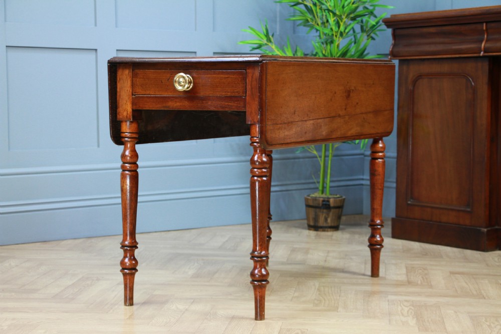 Original Antique Victorian Solid Mahogany Drop Leaf Pembroke Dining Table C1860 View X