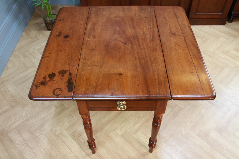 Original Antique Victorian Solid Mahogany Drop Leaf Pembroke Dining Table C1860 View XIII