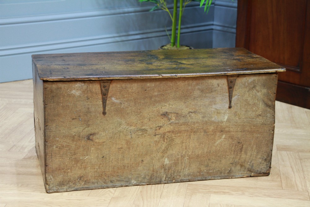 Antique Georgian George III Primitive Elm Blanket Box Trunk Chest View V