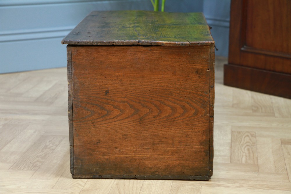 Antique Georgian George III Primitive Elm Blanket Box Trunk Chest View VIII