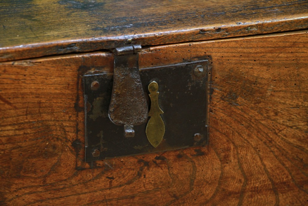 Antique Georgian George III Primitive Elm Blanket Box Trunk Chest View IX