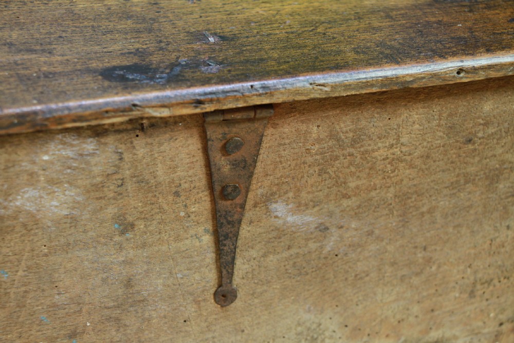 Antique Georgian George III Primitive Elm Blanket Box Trunk Chest View XII