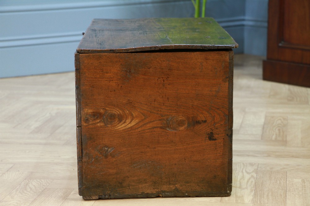 Antique Georgian George III Primitive Elm Blanket Box Trunk Chest View XIII