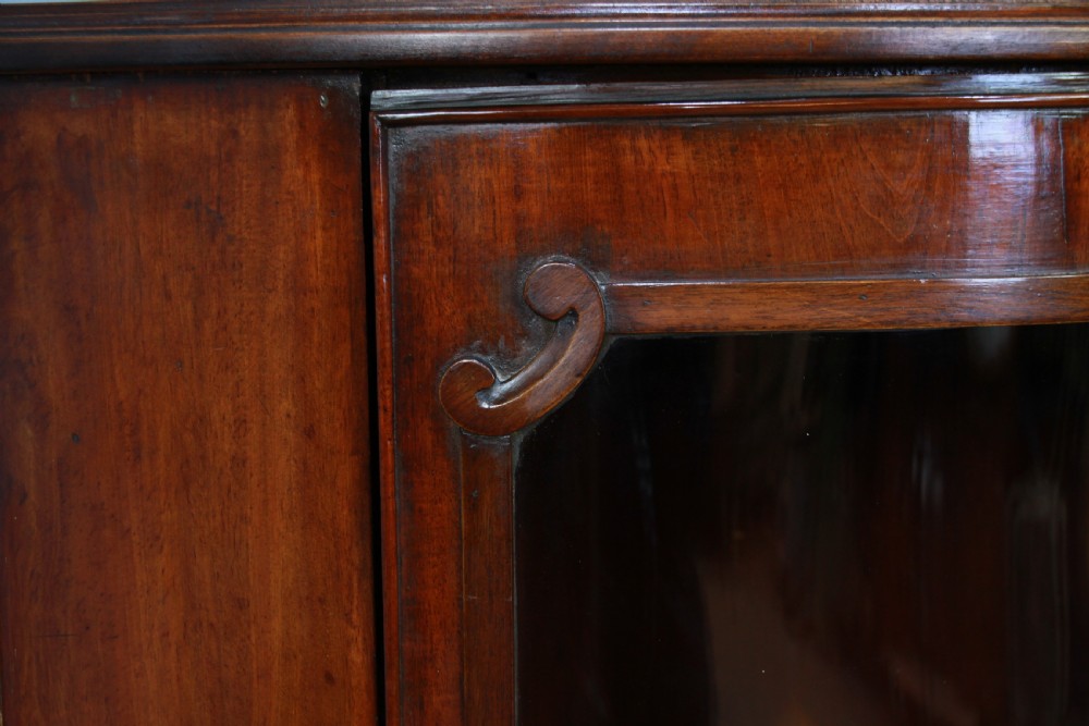 Antique Early Victorian Mahogany Curved Glazed Corner Floor Standing Cabinet View VIII