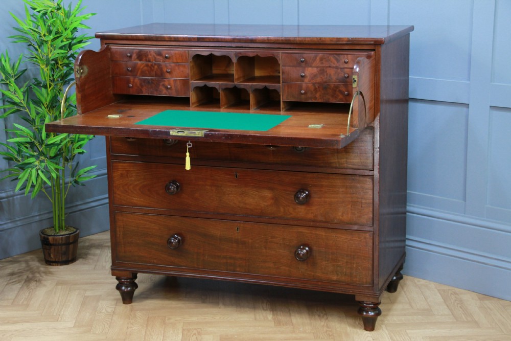 Antique George III Flame Mahogany Secretaire Chest of 4 Drawers C1790 -1800 View II