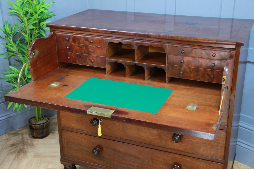 Antique George III Flame Mahogany Secretaire Chest of 4 Drawers C1790 -1800 View VI