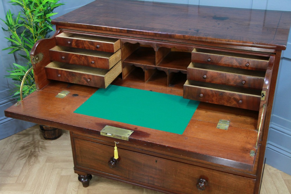 Antique George III Flame Mahogany Secretaire Chest of 4 Drawers C1790 -1800 View VII