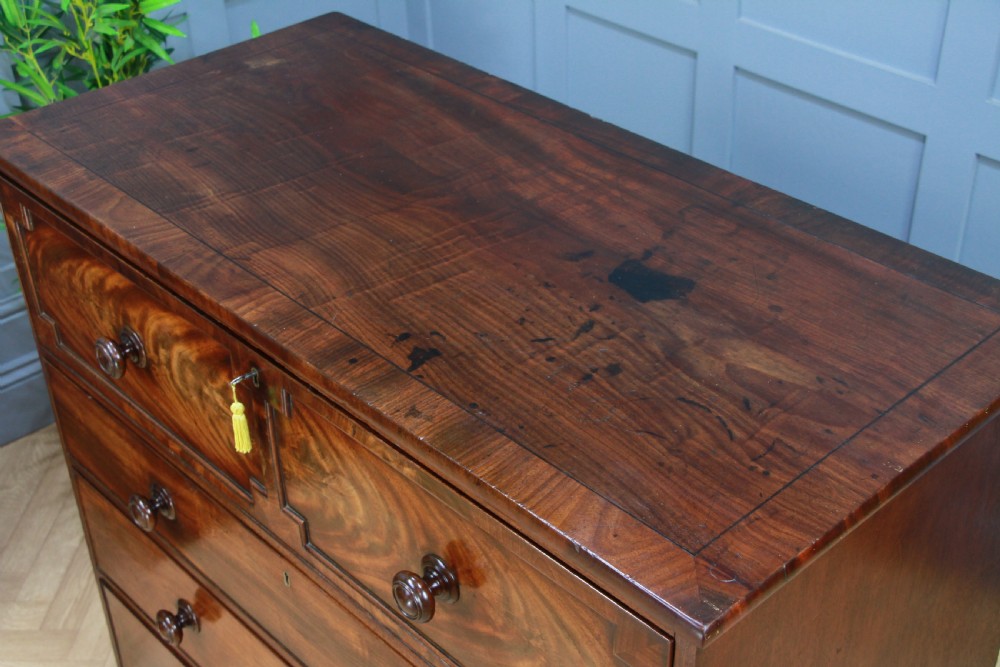 Antique George III Flame Mahogany Secretaire Chest of 4 Drawers C1790 -1800 View XI