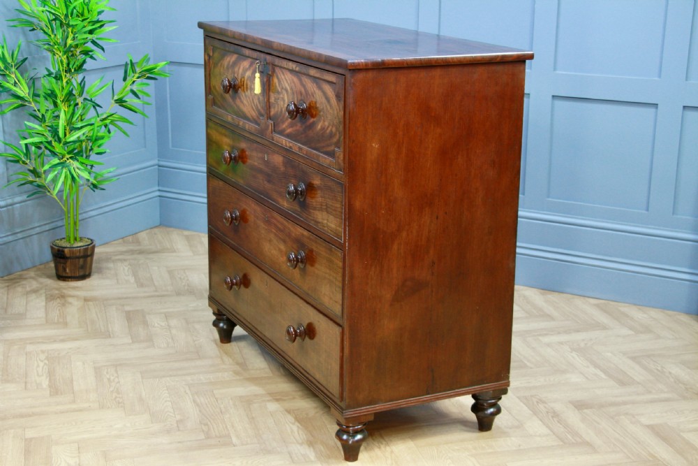 Antique George III Flame Mahogany Secretaire Chest of 4 Drawers C1790 -1800 View XII