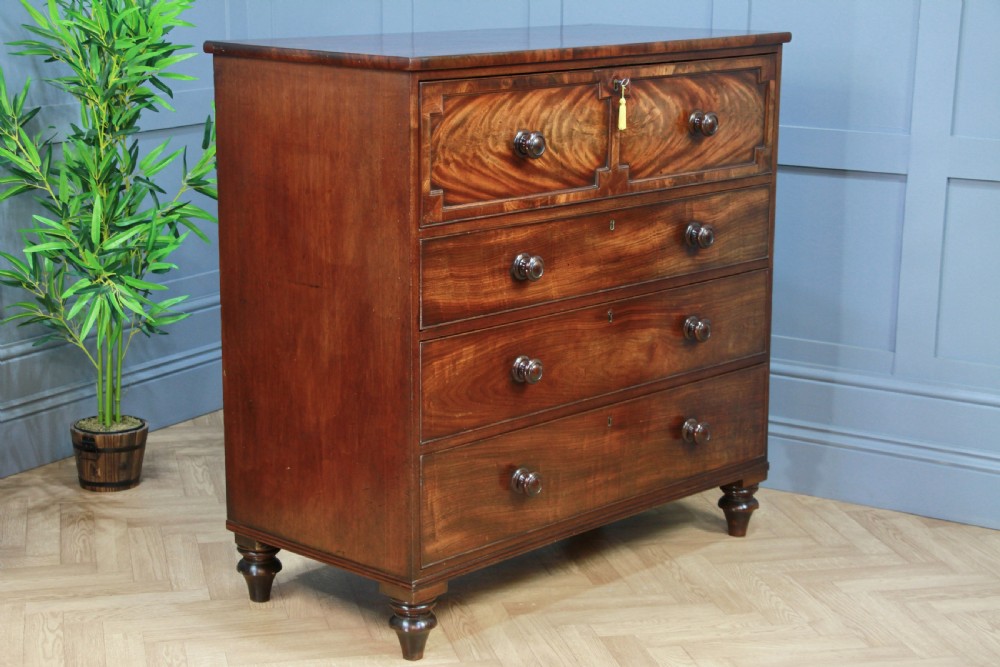 Antique George III Flame Mahogany Secretaire Chest of 4 Drawers C1790 -1800 View XIV