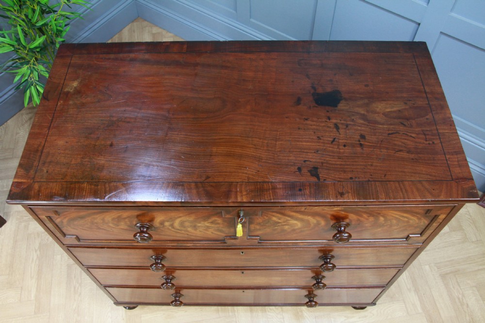 Antique George III Flame Mahogany Secretaire Chest of 4 Drawers C1790 -1800 View XV