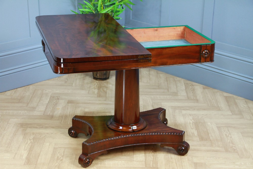 Antique Regency Mahogany Fold Over Tea Table Restored Georgian C1830 View II