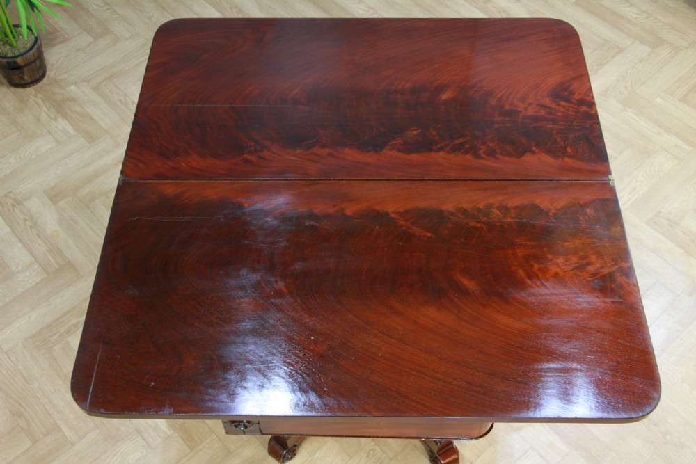 Antique Regency Mahogany Fold Over Tea Table Restored Georgian C1830 View IX
