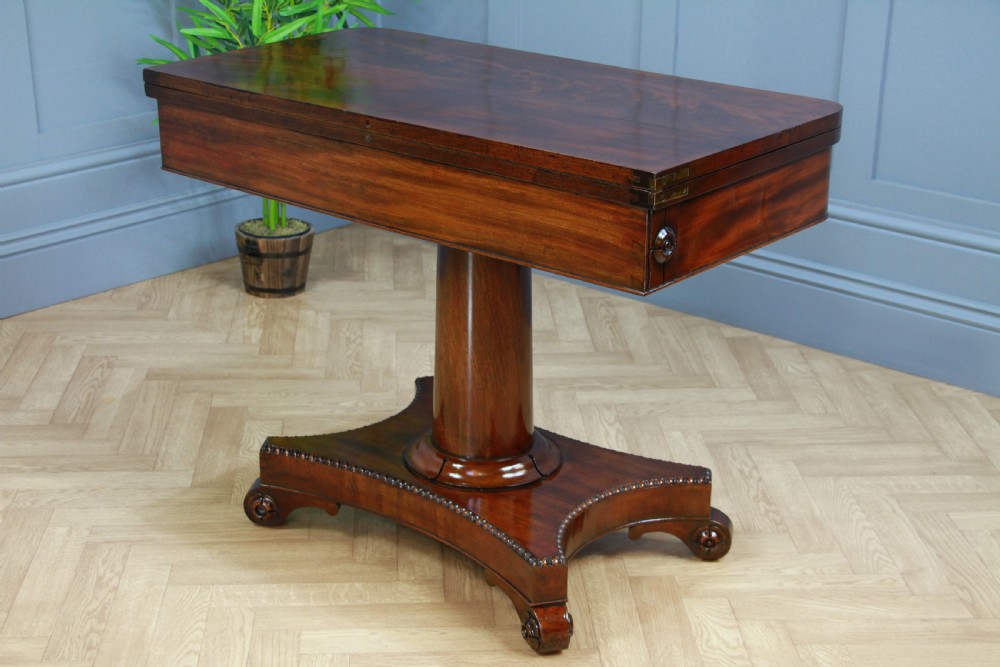 Antique Regency Mahogany Fold Over Tea Table Restored Georgian C1830 View XV