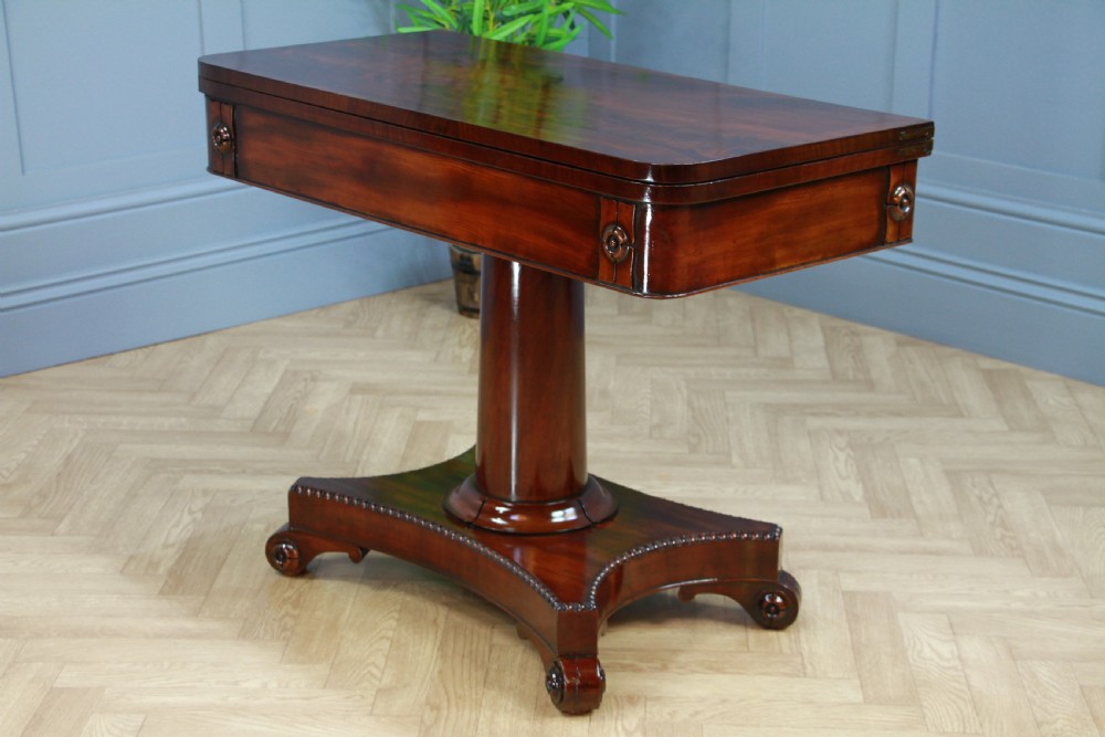 Antique Regency Mahogany Fold Over Tea Table Restored Georgian C1830 View XVII