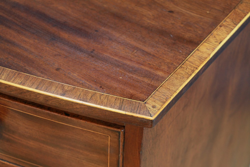 Antique Original Georgian Inlaid Bow Front Mahogany Chest of 4 Drawers Restored View XVI