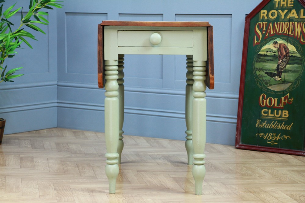 Antique Victorian Pine Scrub Top Painted Drop Leaf Pembroke Kitchen Table C1880 View IX