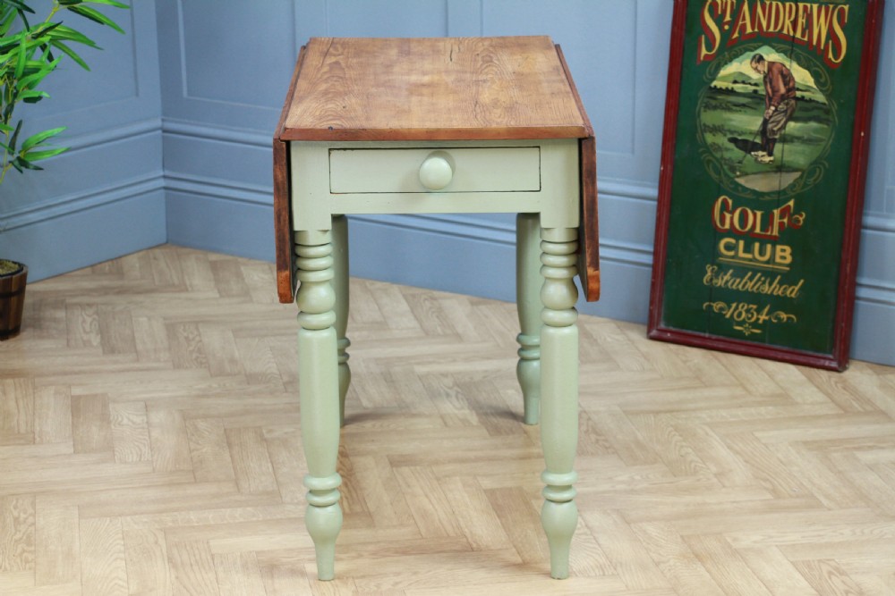 Antique Victorian Pine Scrub Top Painted Drop Leaf Pembroke Kitchen Table C1880 View XII