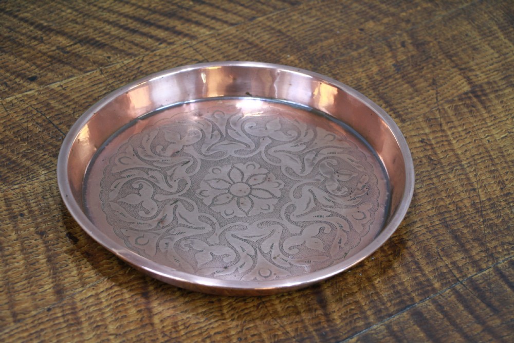 Antique Edwardian Polished Copper Small Tray Serving Platter View III