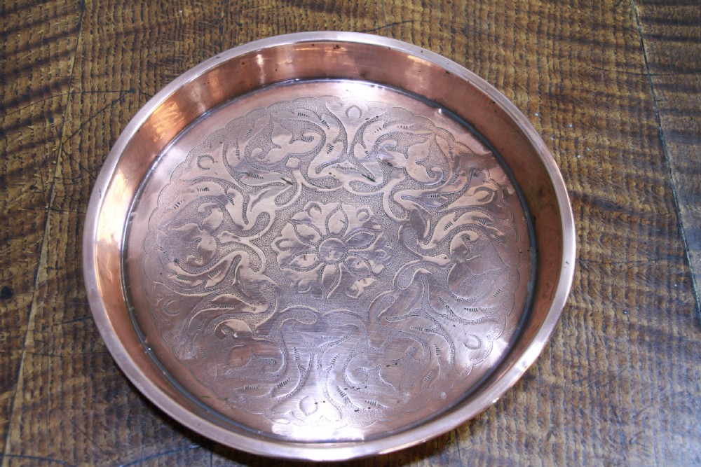 Antique Edwardian Polished Copper Small Tray Serving Platter View VII