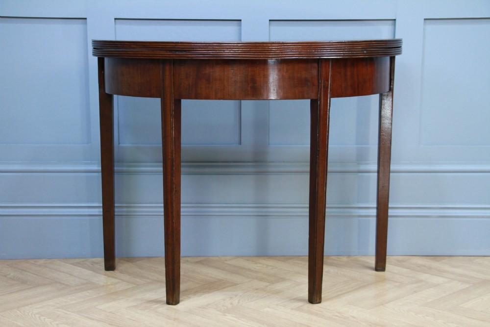 Antique Original Georgian Regency Mahogany Inlaid Demi Lune Fold Over Top Side Table View VI