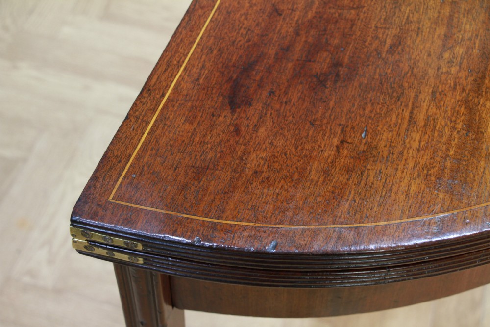 Antique Original Georgian Regency Mahogany Inlaid Demi Lune Fold Over Top Side Table View IX