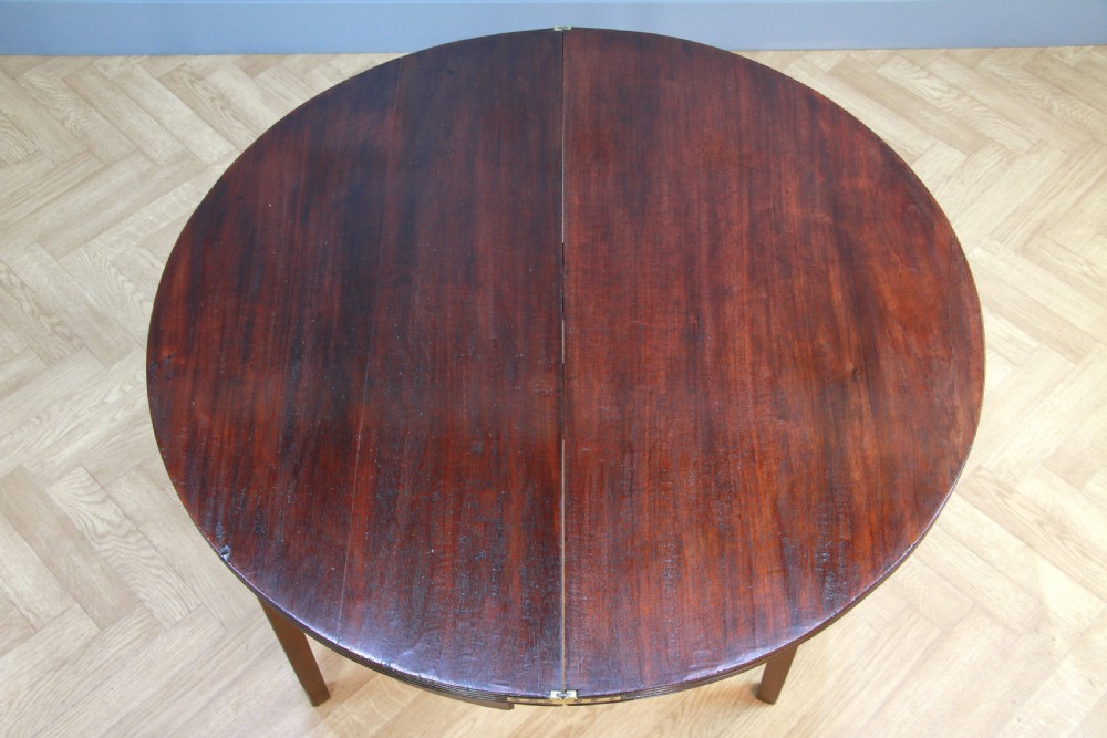 Antique Original Georgian Regency Mahogany Inlaid Demi Lune Fold Over Top Side Table View X