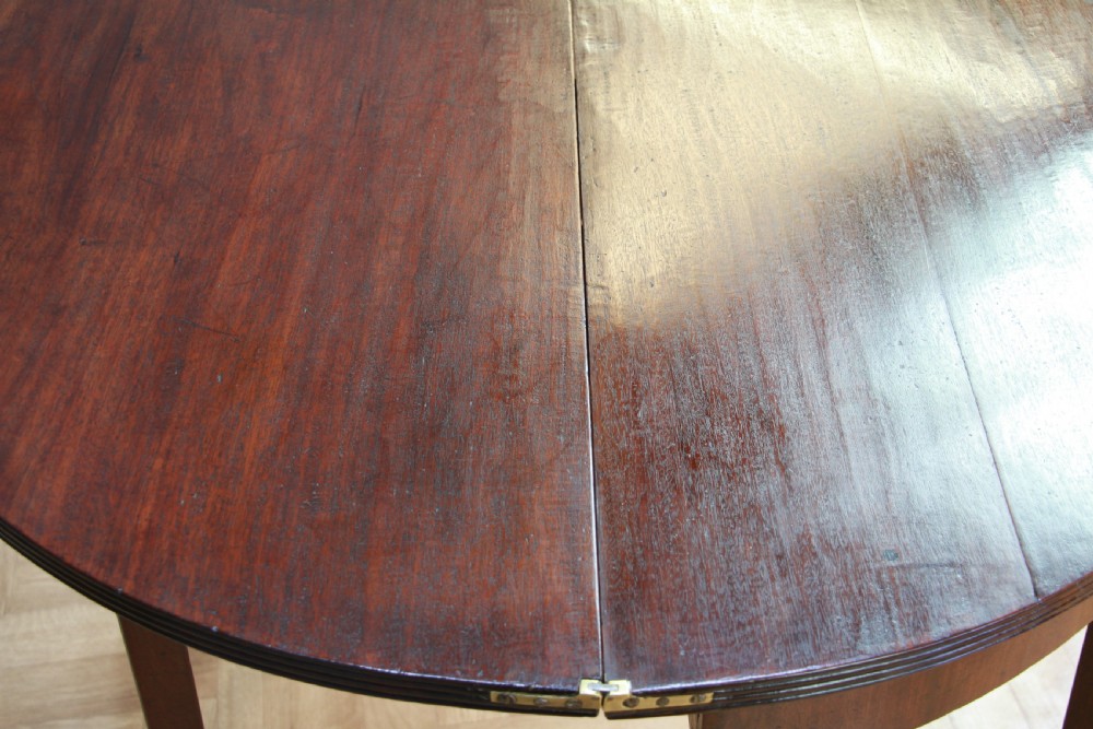 Antique Original Georgian Regency Mahogany Inlaid Demi Lune Fold Over Top Side Table View XI