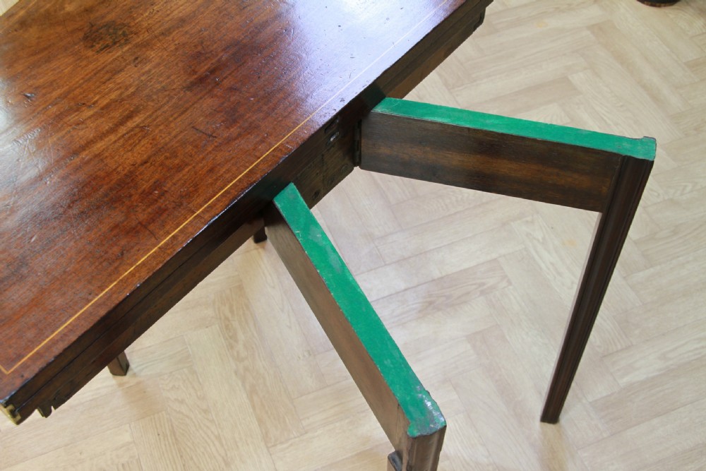 Antique Original Georgian Regency Mahogany Inlaid Demi Lune Fold Over Top Side Table View XIII