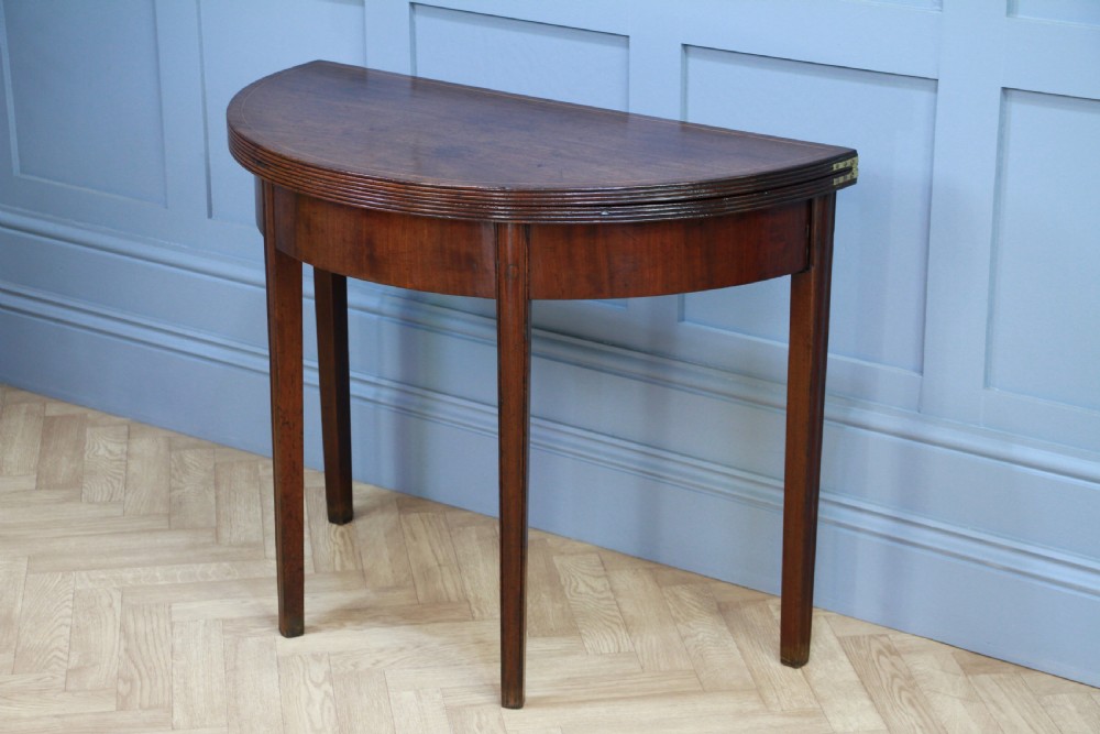 Antique Original Georgian Regency Mahogany Inlaid Demi Lune Fold Over Top Side Table View XVII