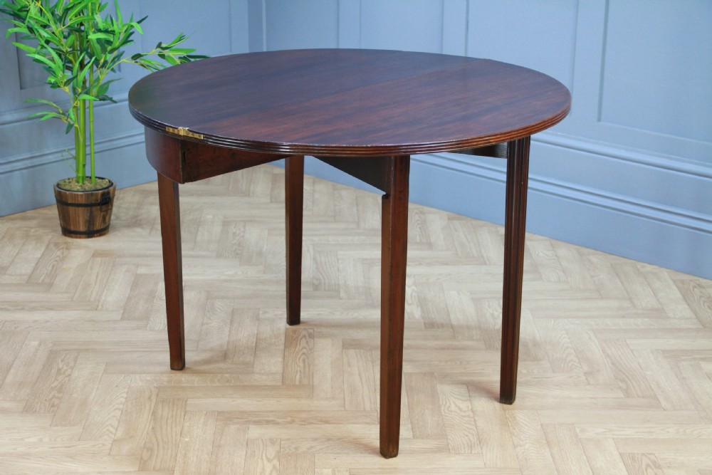 Antique Original Georgian Regency Mahogany Inlaid Demi Lune Fold Over Top Side Table View XVIII