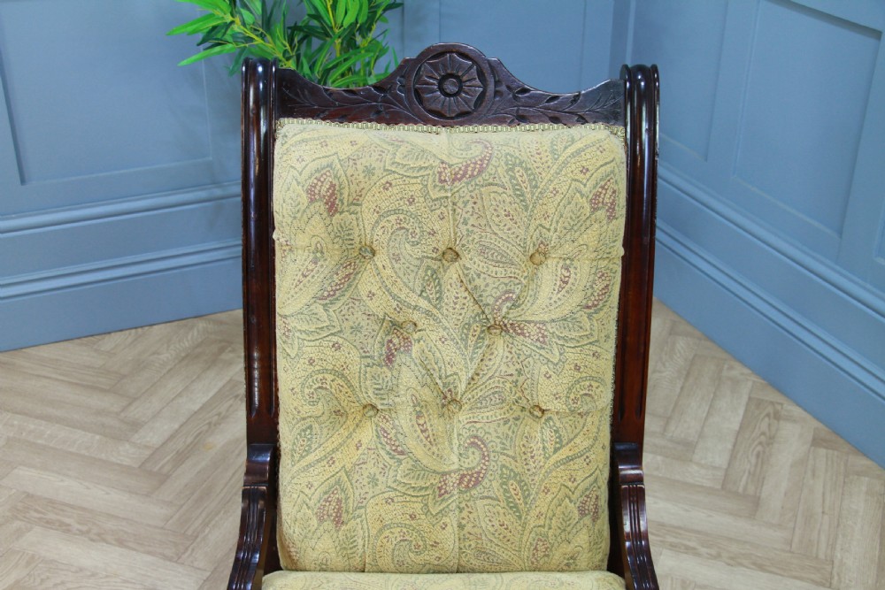 Antique Edwardian Carved Button Back Mahogany Fireside Ladies Chair C1895 View V