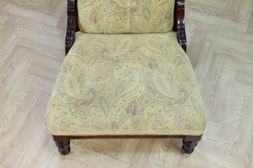 Antique Edwardian Carved Button Back Mahogany Fireside Ladies Chair C1895 View XVI