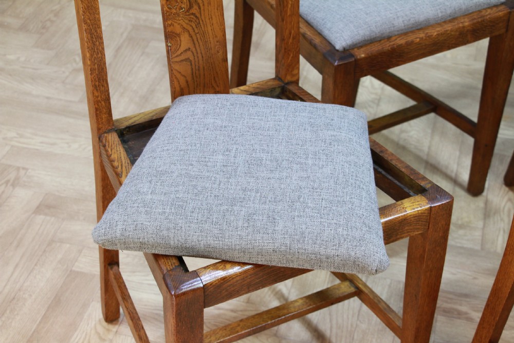 Set of 4 Antique Medium Oak Arts & Crafts Restored Dining Chairs Original C1910 View IX