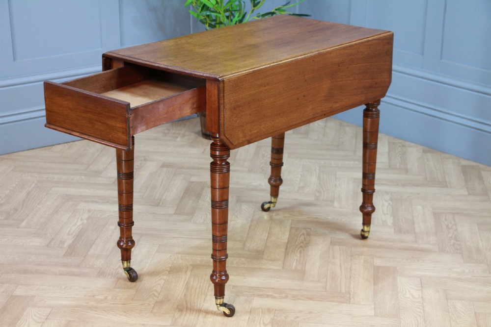Original Antique Edwardian Solid Walnut Drop Leaf Pembroke Dining Table C1890 View II