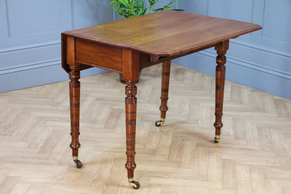 Original Antique Edwardian Solid Walnut Drop Leaf Pembroke Dining Table C1890 View III