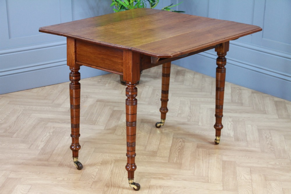 Original Antique Edwardian Solid Walnut Drop Leaf Pembroke Dining Table C1890 View IV