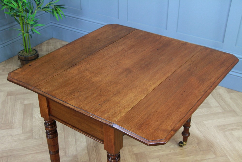 Original Antique Edwardian Solid Walnut Drop Leaf Pembroke Dining Table C1890 View VI
