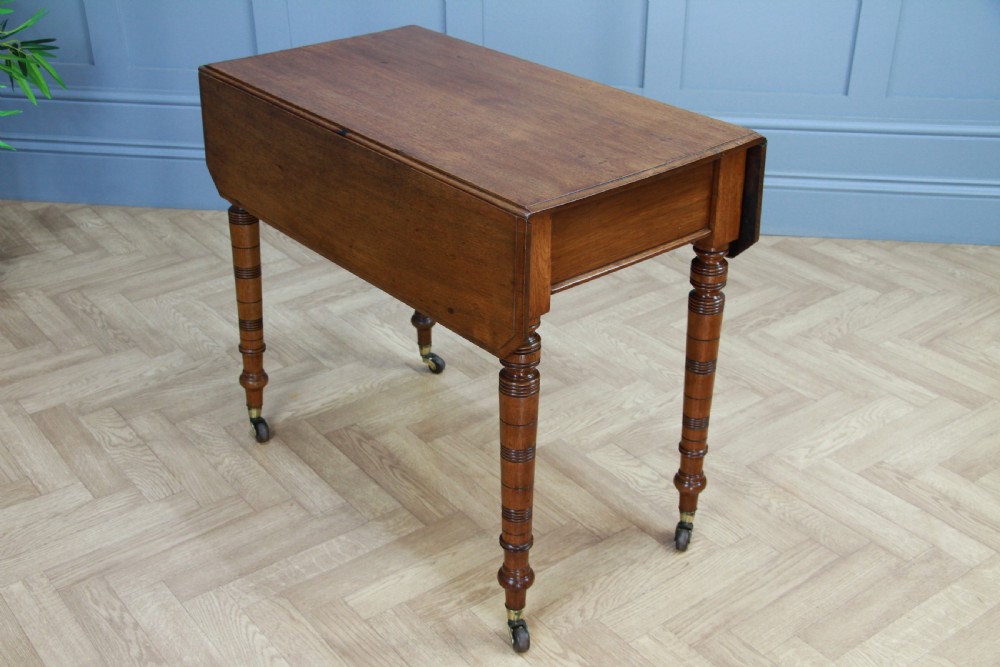 Original Antique Edwardian Solid Walnut Drop Leaf Pembroke Dining Table C1890 View VIII