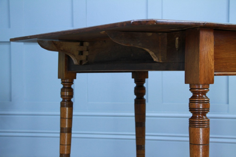 Original Antique Edwardian Solid Walnut Drop Leaf Pembroke Dining Table C1890 View IX