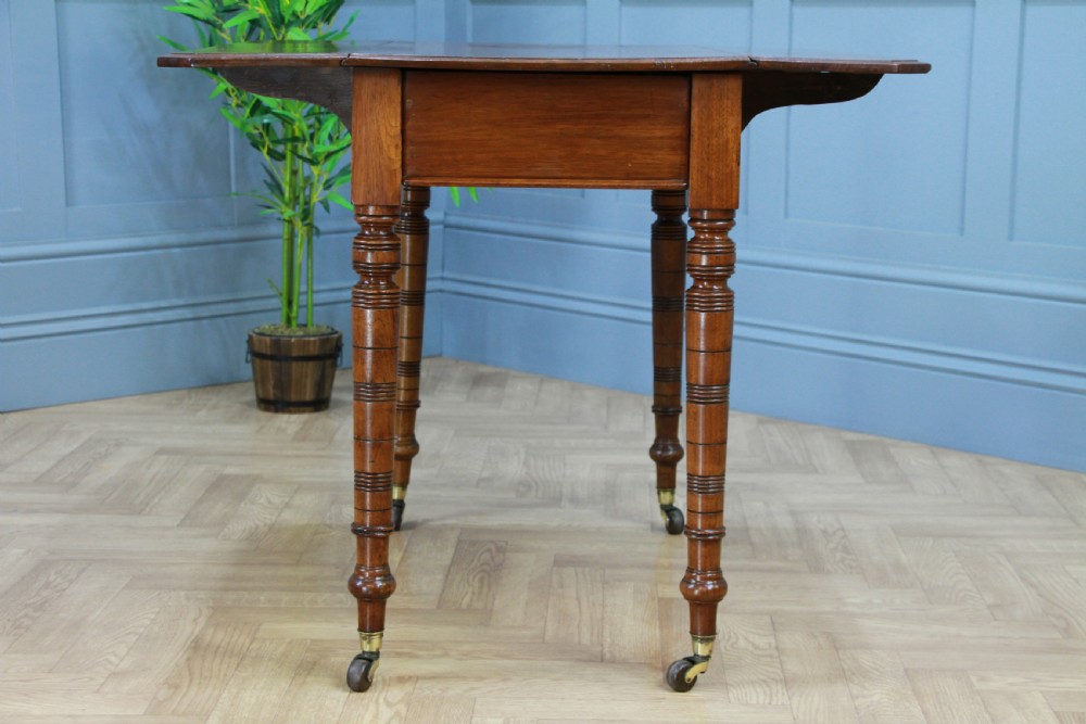 Original Antique Edwardian Solid Walnut Drop Leaf Pembroke Dining Table C1890 View X