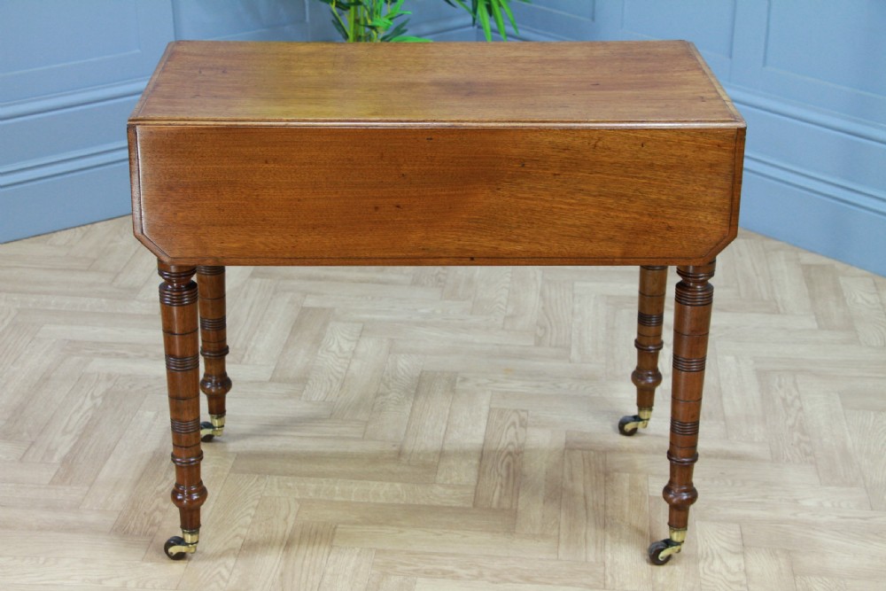 Original Antique Edwardian Solid Walnut Drop Leaf Pembroke Dining Table C1890 View XI