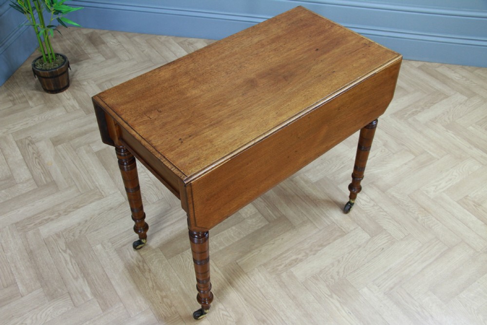 Original Antique Edwardian Solid Walnut Drop Leaf Pembroke Dining Table C1890 View XIV