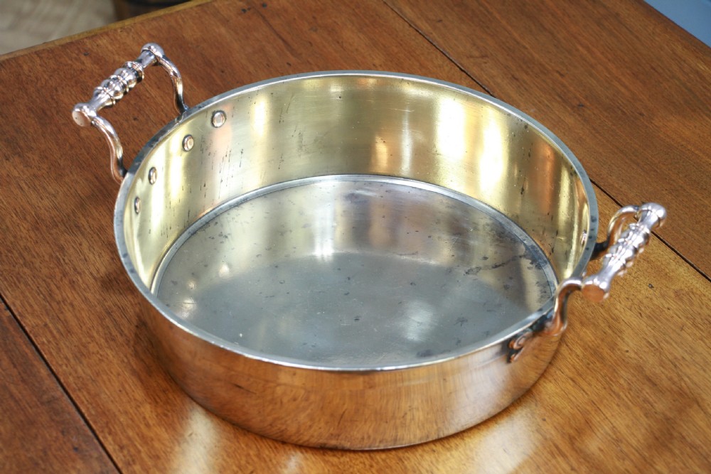 Antique Victorian Polished Copper & Brass Jam Pan With Handles C1850 View III