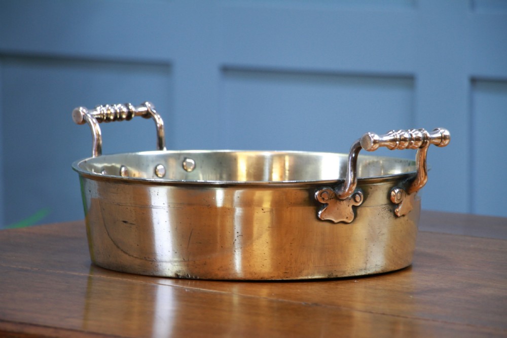 Antique Victorian Polished Copper & Brass Jam Pan With Handles C1850 View VI
