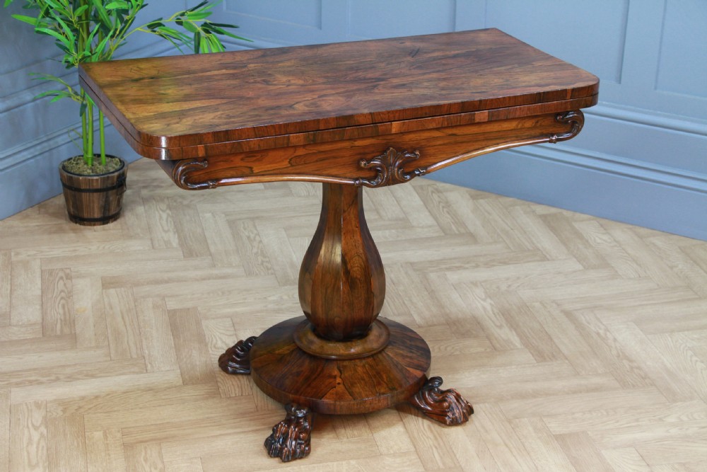 Antique Regency Georgian Rosewood Fold Over Card Games Table Hall Sofa Side 1830