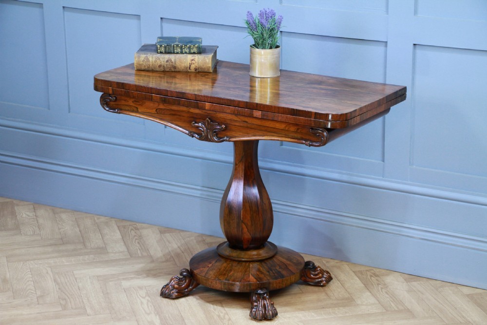 Antique Regency Georgian Rosewood Fold Over Card Games Table Hall Sofa Side 1830 View II
