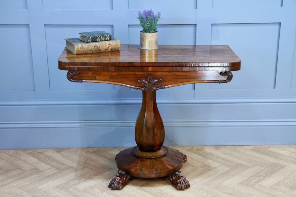 Antique Regency Georgian Rosewood Fold Over Card Games Table Hall Sofa Side 1830 View III